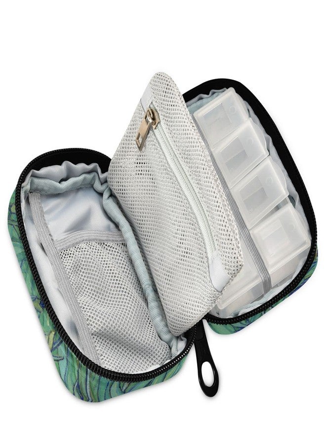 Naanle Irises Van Gogh 7 Day Pill Case Bag Travel Pill Organizer with Zipper Portable Weekly Case Compact Size for Vitamin Supplement Holder - Image 2
